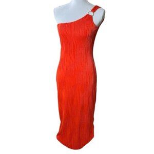 Derek Heart Gown One Shoulder Sleek Bodycon Maxi Dress Wavy Geometric Medium
